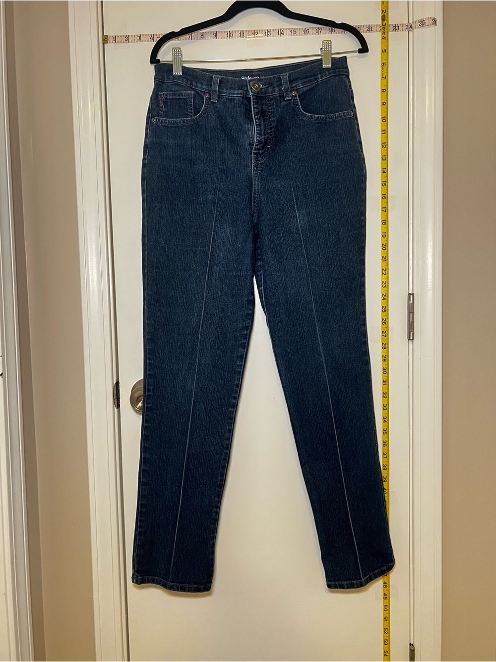 Style & Co. Denim High-Rise Straight Leg Jeans Pleated - Dark Blue Size 10